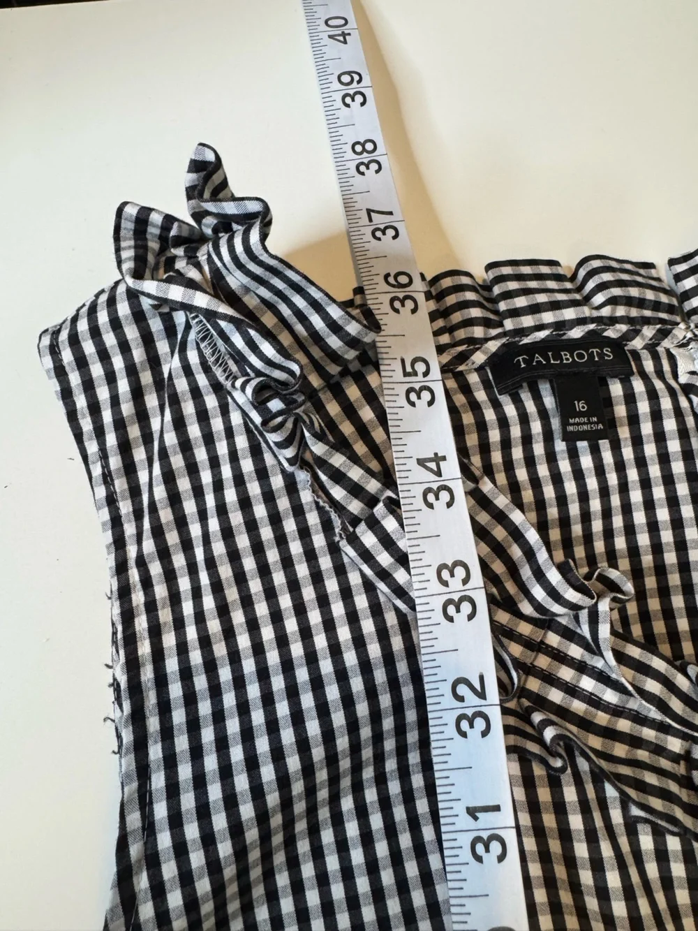 Talbots Black & White Gingham Sleeveless Shift Dress – Size 16